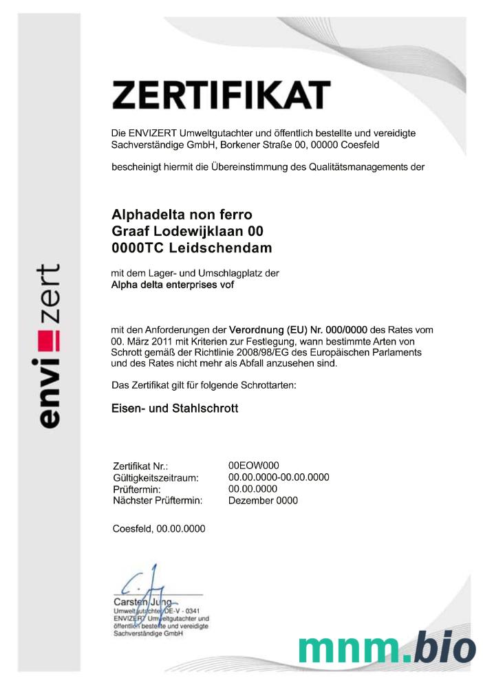 Germany Envizert GmbH zertifikat certyfikat